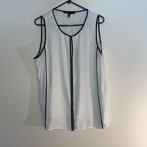 White House Black Market sleeveless blouse, XL, white/black